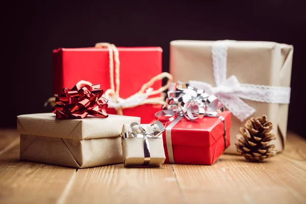 Front view of presents putting on the floor — Stock Photo, Image