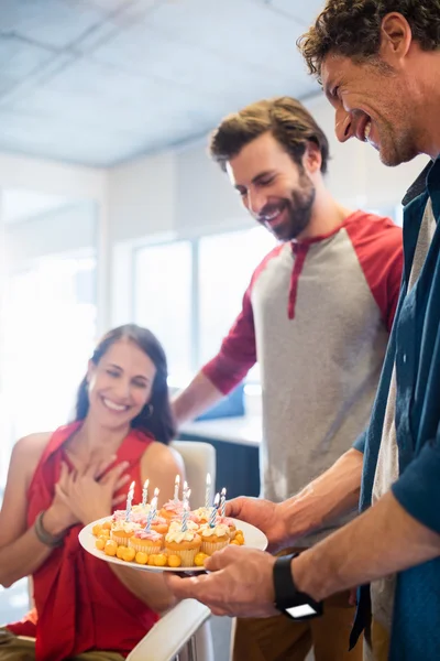 Colleagues celebrating a birthday — Stock Photo, Image