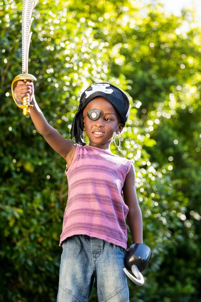 Boy is dressing up as a pirate — Stock Photo, Image