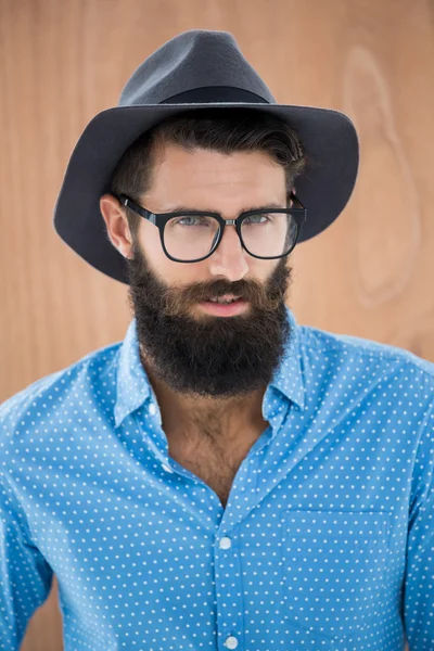 Hipster wearing glasses and hat — Zdjęcie stockowe