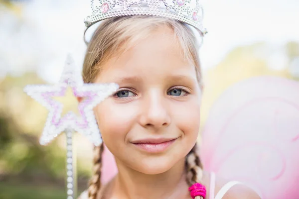 Portrait of cute girl pretending to be a fairy — Stock Photo, Image