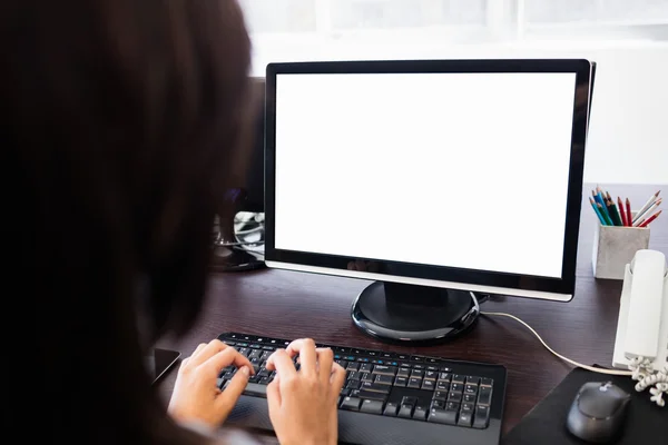 Gelegenheitsunternehmerin arbeitet am Laptop — Stockfoto