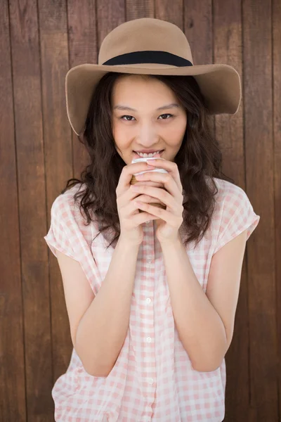 Hipster woman drinking a coffee — Stock Photo, Image