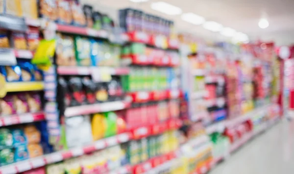 Vista laterale degli scaffali dei supermercati — Foto Stock