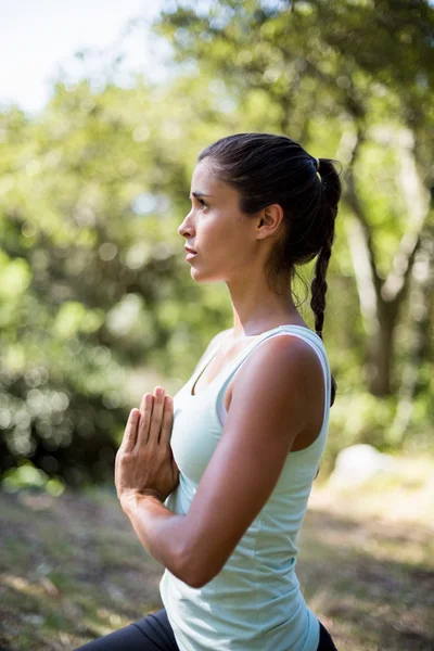 Portret kobiety robienie yoga — Zdjęcie stockowe