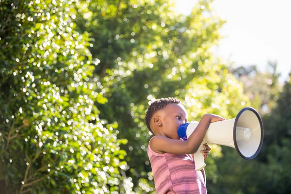 Boy using a megaphone — Stock Photo, Image