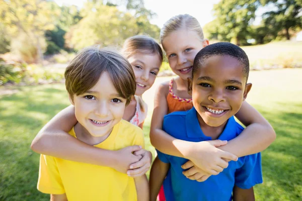 Cute children playing with bubbles — Stock Photo, Image