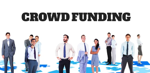 Woord crowdfunding tegen witte achtergrond — Stockfoto