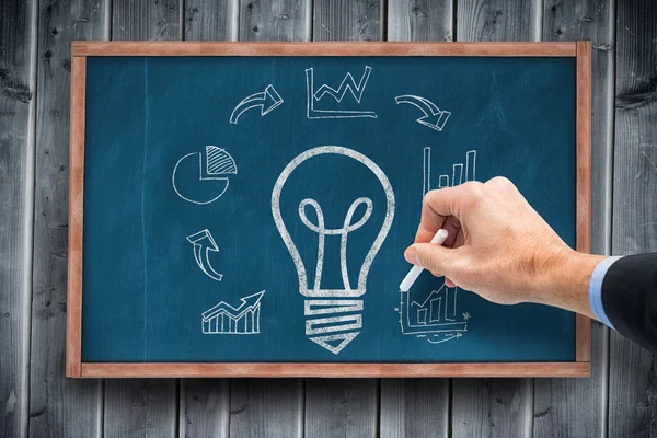 Hand writing with a white chalk — Stock Photo, Image