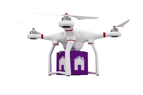 一架无人驾驶飞机带紫色的多维数据集 — 图库照片