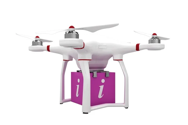 Drone, przynosząc różowy sześcian — Zdjęcie stockowe