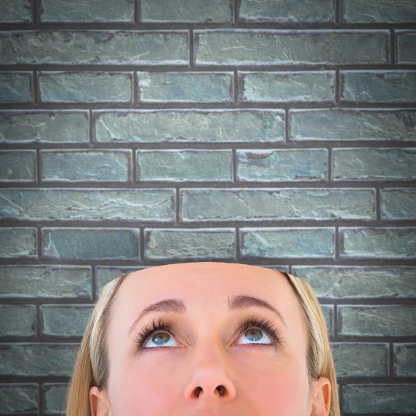 Close up of blonde woman looking up — Stock Photo, Image