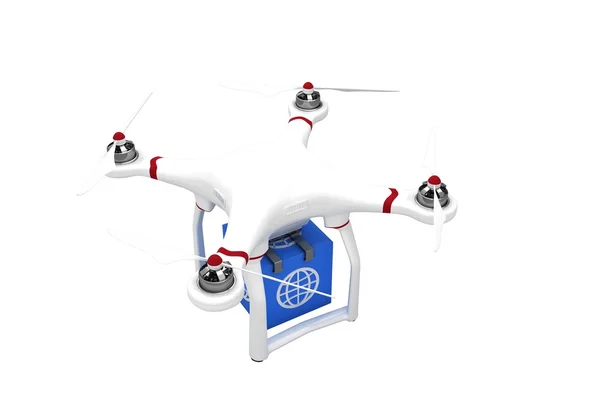 Drone, przynosząc niebieski moduł — Zdjęcie stockowe