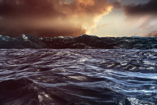 Obraz kompozytowy szorstki niebieski ocean — Zdjęcie stockowe