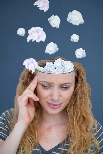 Blonde woman having headache — Stock Photo, Image