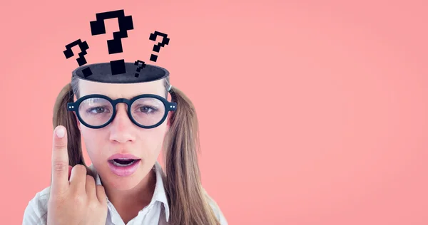 Mujer geek hipster buscando confundido —  Fotos de Stock