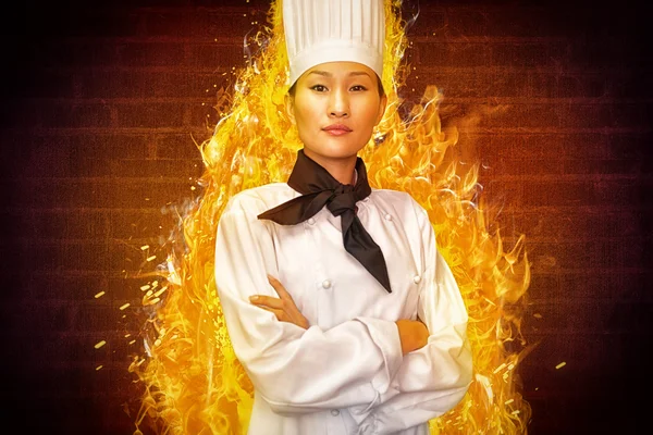 Porträt einer selbstbewussten Köchin in der Küche — Stockfoto