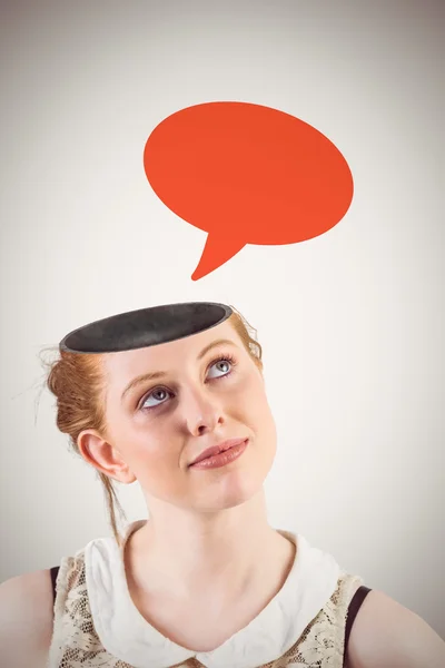 Hipster redhead looking up thinking — Stock Photo, Image