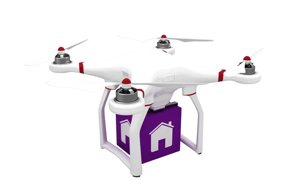 一架无人驾驶飞机带紫色的多维数据集 — 图库照片