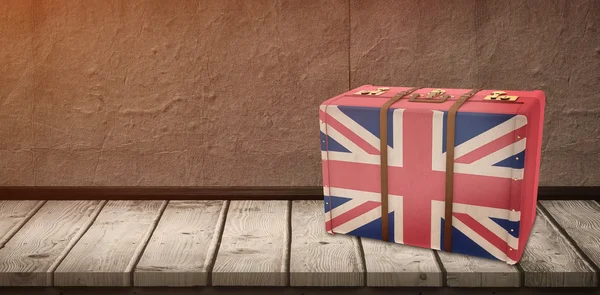 Obraz kompozytowy z walizka Flaga Wielkiej Brytanii — Zdjęcie stockowe