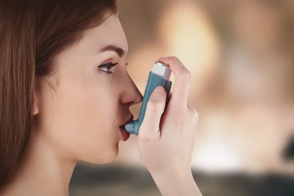 Portrait of an asthmatic woman — Stock Photo, Image