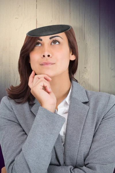 Verbundbild einer fokussierten Geschäftsfrau — Stockfoto