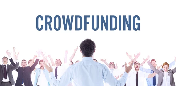 Woord crowdfunding tegen witte achtergrond — Stockfoto