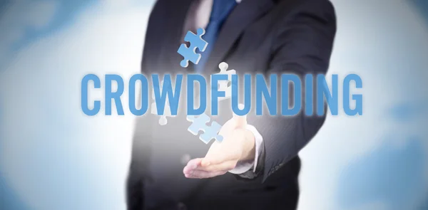 Woord crowdfunding tegen witte achtergrond — Stockfoto