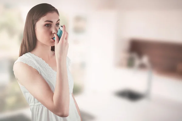 Portrait of an asthmatic woman — Stock Photo, Image