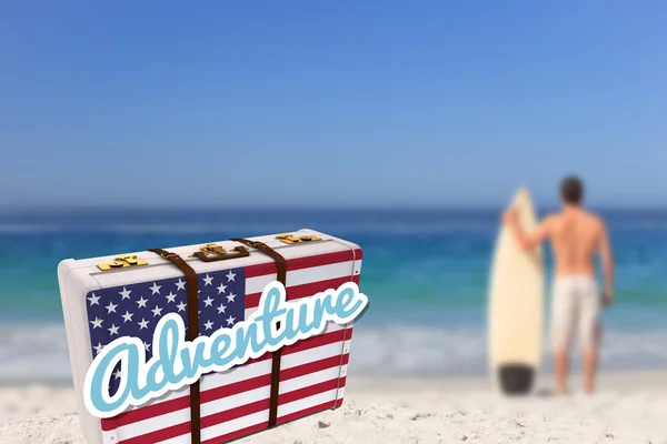 Suitcase with the american flag — Stock Photo, Image