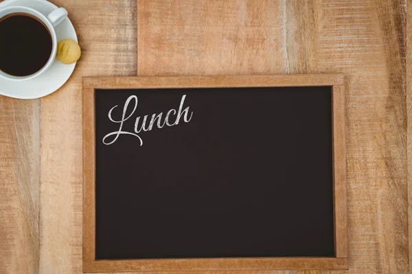 Immagine composita del messaggio pranzo su sfondo bianco — Foto Stock