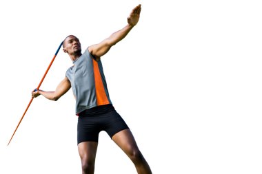 Athlete man throwing javelin clipart