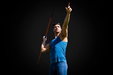 sportsman practicing javelin throw  clipart