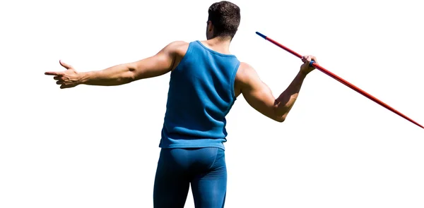 Sportsman practicing javelin throw — Stock Photo, Image