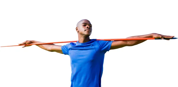 Sportsman preparing to javelin throw — Stock Photo, Image