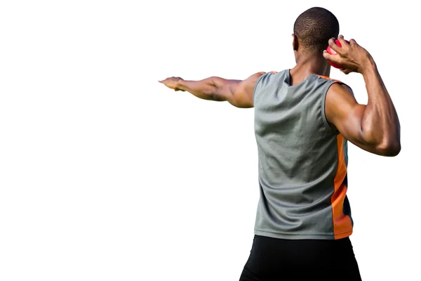 Athletic man preparing the shot put — Stock Photo, Image