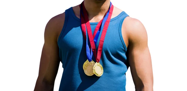 Sportsman chest with medals — Stock Photo, Image