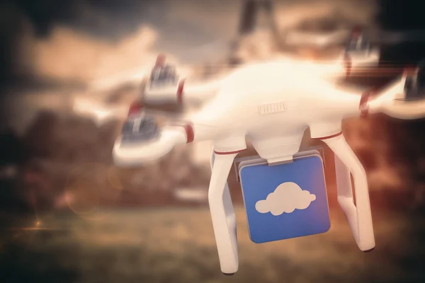 Drone innehar en kub — Stockfoto