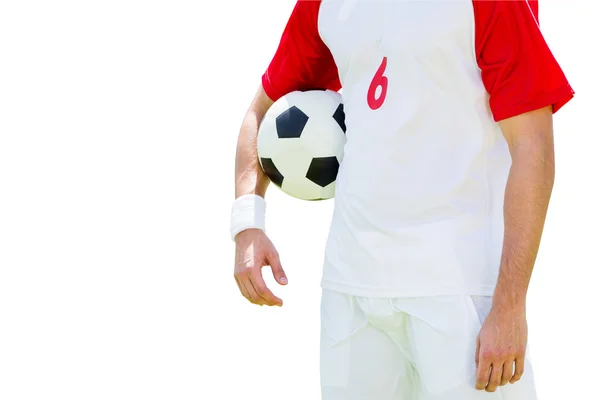 Man soccer player holding ball — Stock Photo, Image