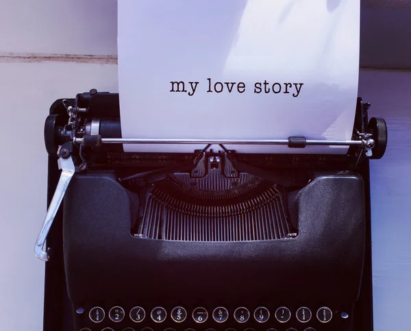 My love story message on typewriter — Stock Photo, Image