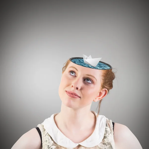 Hipster redhead looking up — Stock Photo, Image