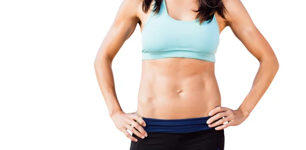 Sportswoman chest is posing — Stock Photo, Image