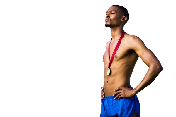 Homem atlético com medalha de ouro — Fotografia de Stock