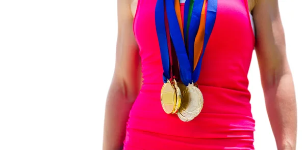 Desportista peito com medalhas — Fotografia de Stock