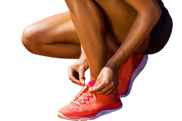 Sportiva è allacciatura scarpe — Foto Stock