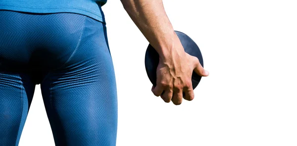 Αθλητικός τύπος κρατώντας ένα δισκοβολία — Φωτογραφία Αρχείου