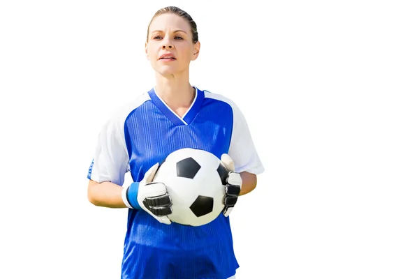 Portiere donna con palla — Foto Stock