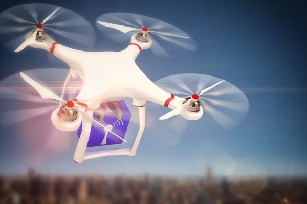 Drone innehar en kub — Stockfoto