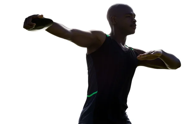 Sportsman is practicing discus throw — Stock Photo, Image