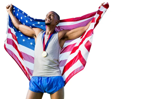 American sportsman is smiling for victory — Stock Photo, Image